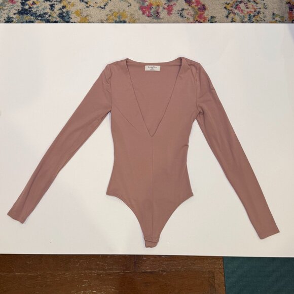Babaton Long Sleeve Bodysuit XXS – Mauve Dusty Rose Minimalist Fit - Picture 1 of 4